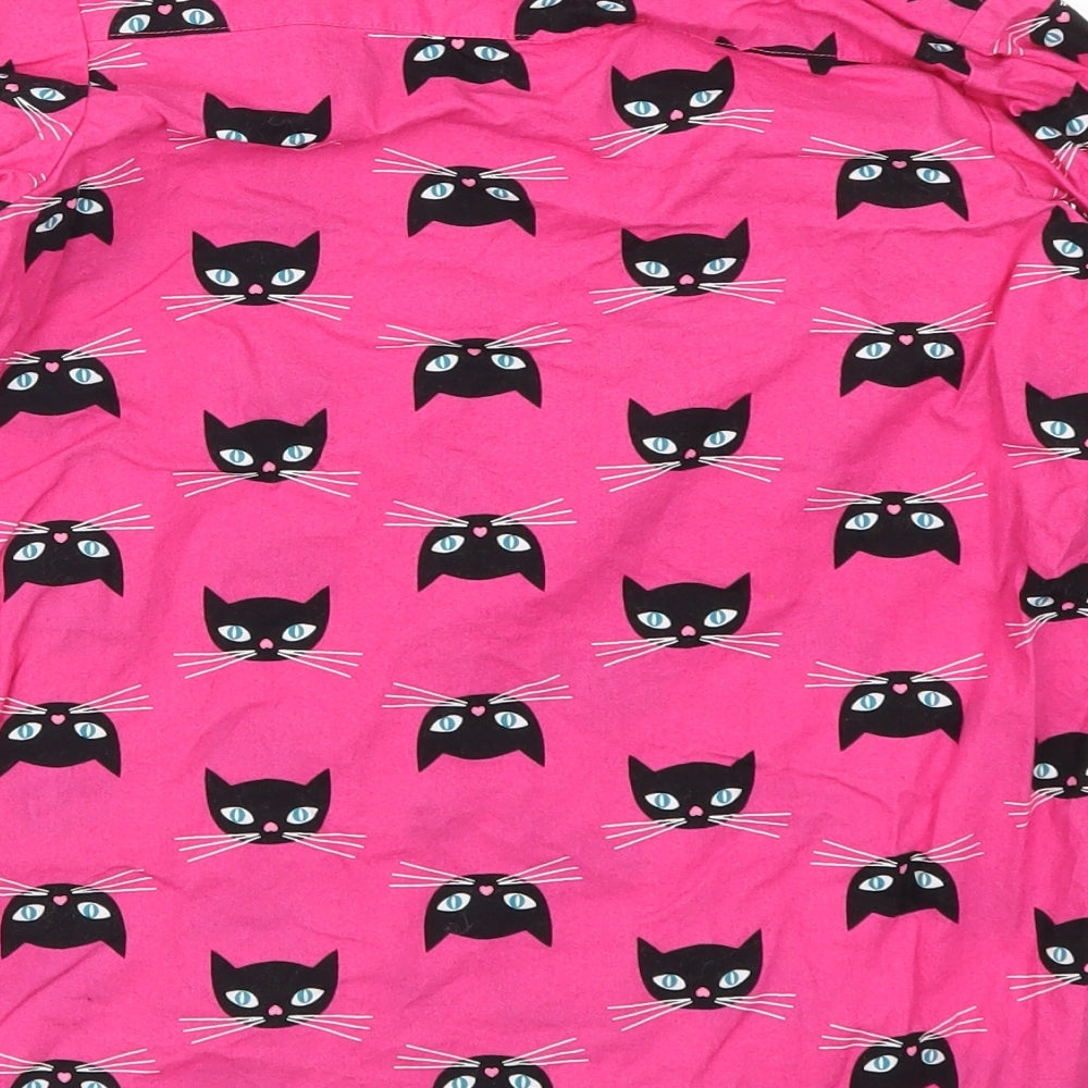 Faded Glory Girls Pink   Basic Button-Up Size 10 Years  - Cat Print