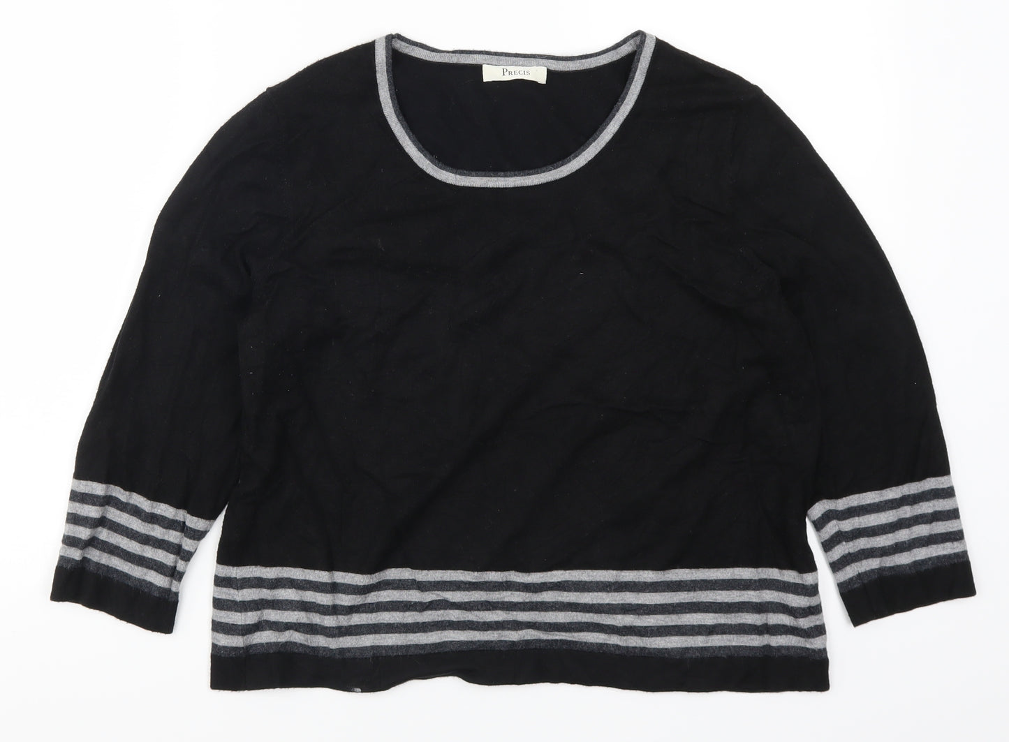Precis Womens Black Striped  Pullover Jumper Size L