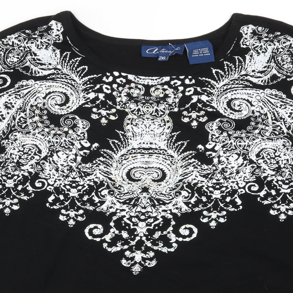 Artscapes Womens Black Geometric  Pullover Jumper Size 2XL