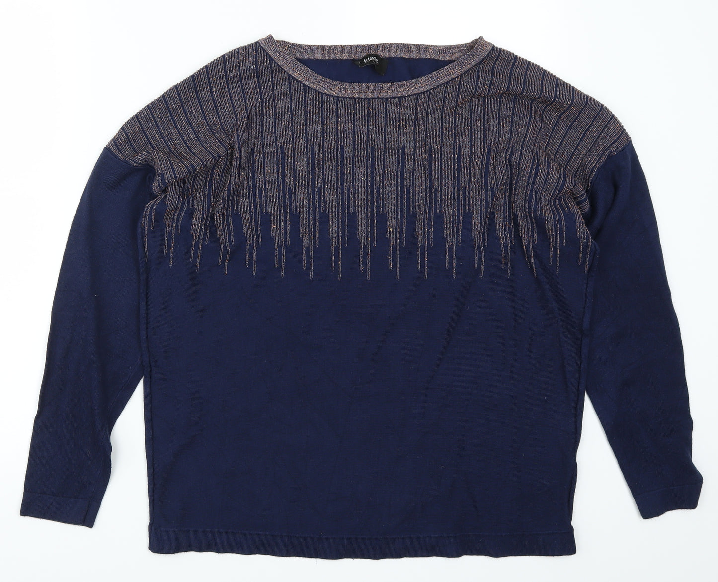 Klass Womens Blue   Pullover Jumper Size L  - Glitter Lines