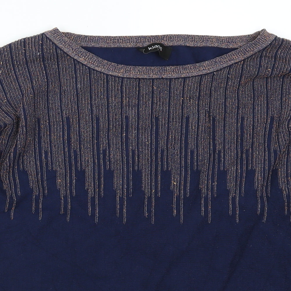 Klass Womens Blue   Pullover Jumper Size L  - Glitter Lines