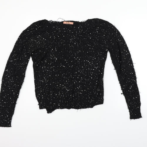 es on Womens Black   Pullover Jumper Size L  - Sequin detail