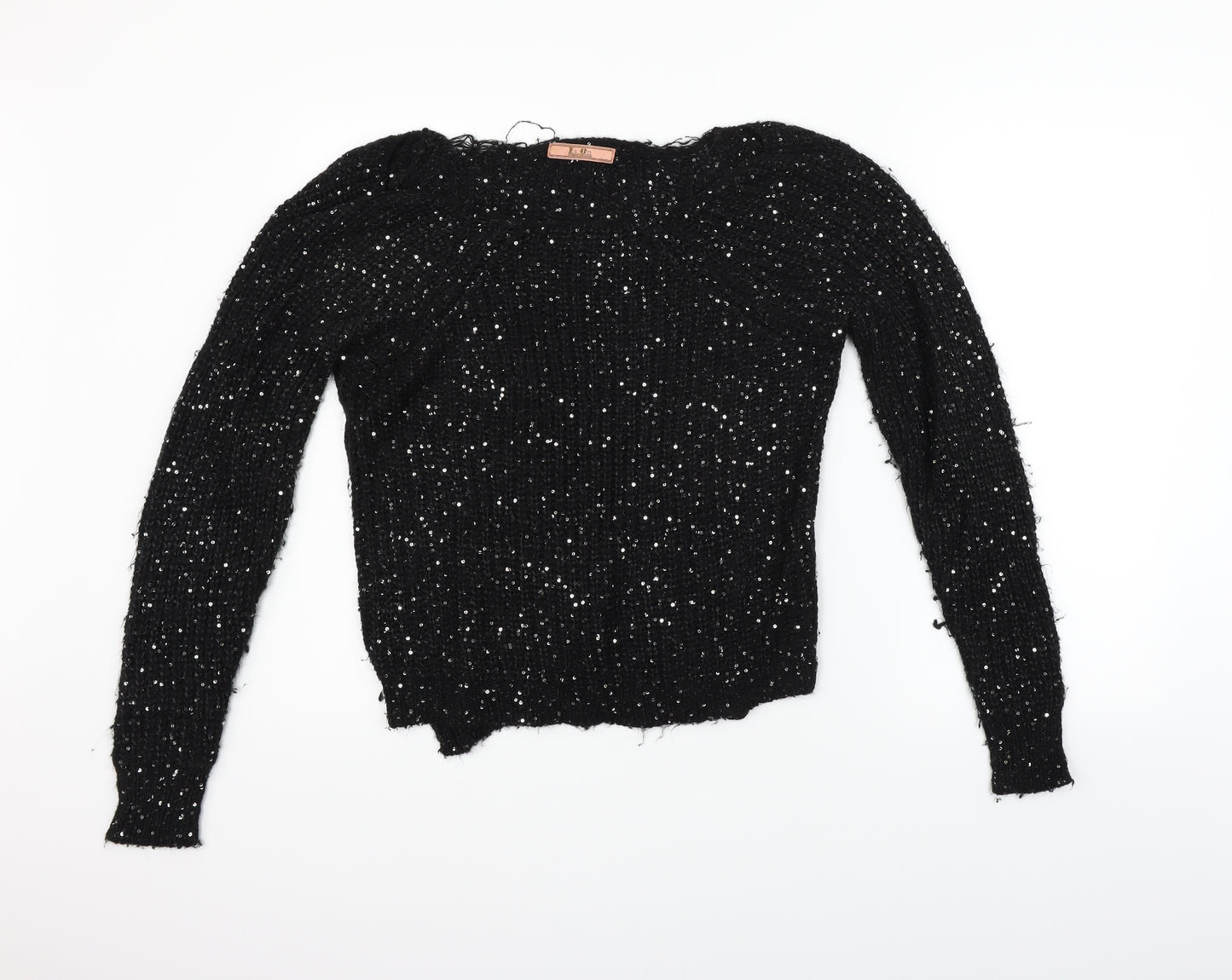 es on Womens Black   Pullover Jumper Size L  - Sequin detail