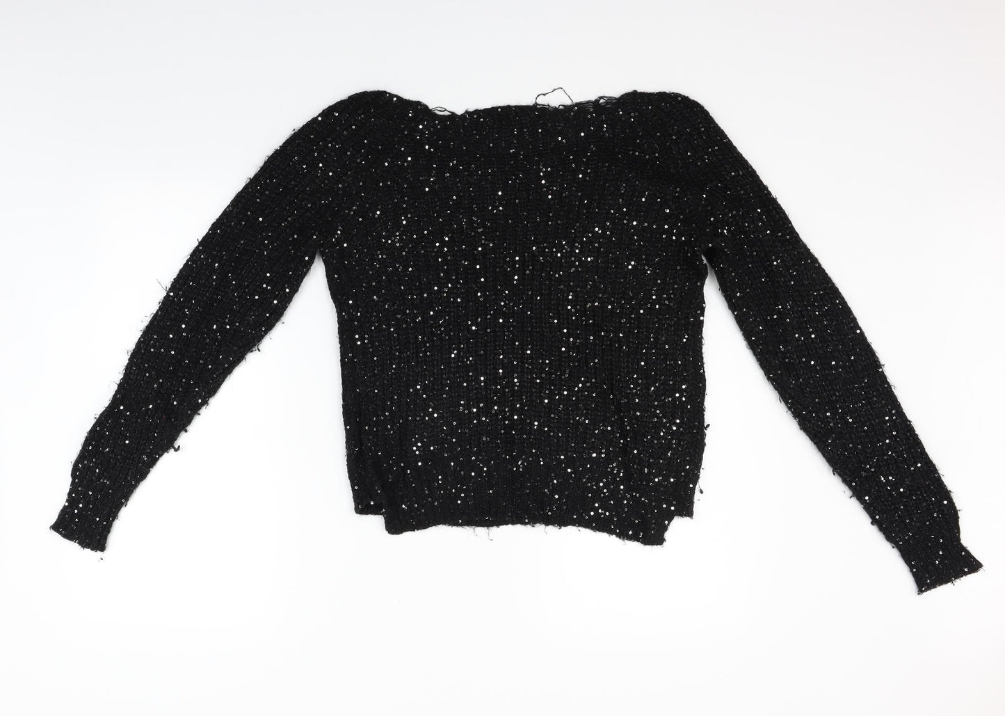 es on Womens Black   Pullover Jumper Size L  - Sequin detail