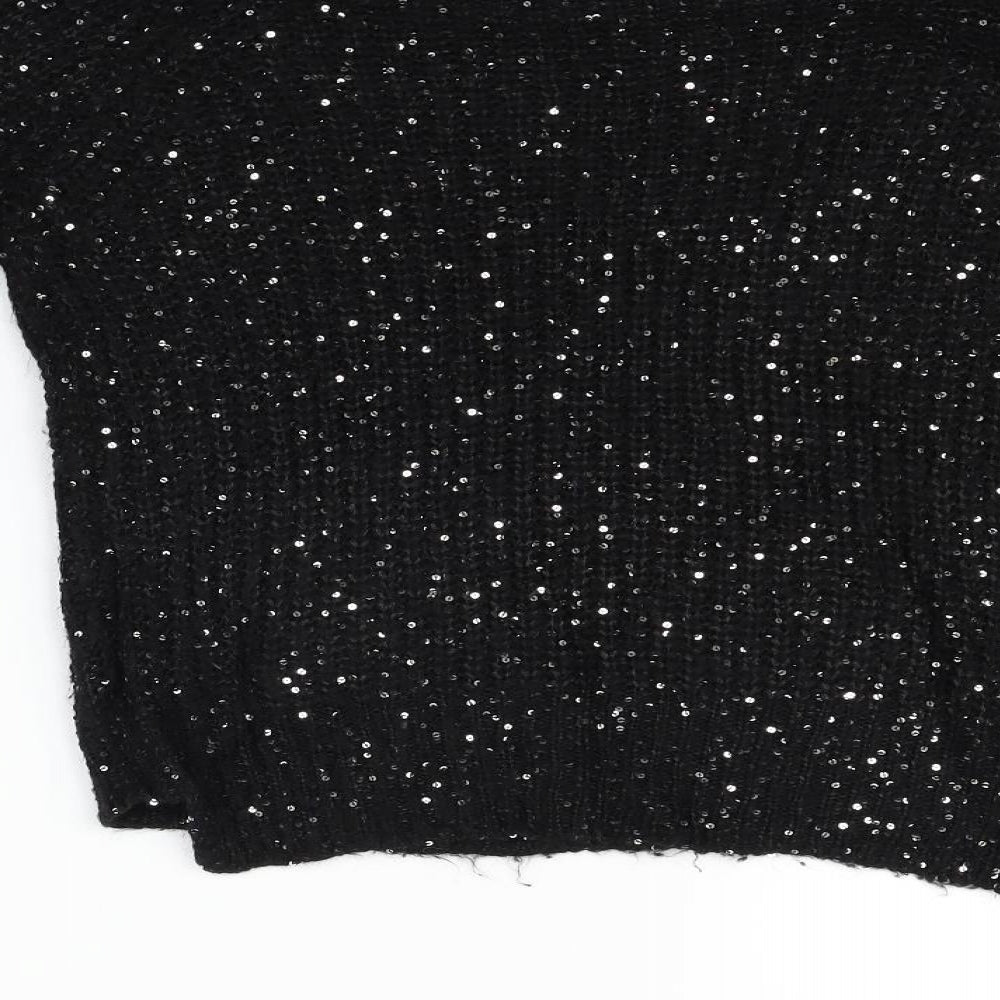 es on Womens Black   Pullover Jumper Size L  - Sequin detail