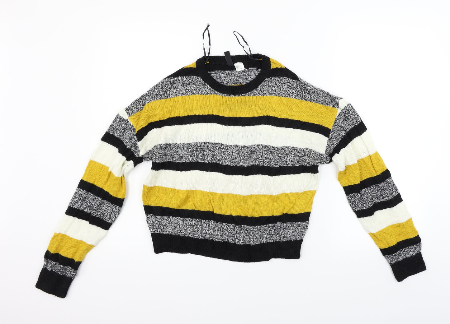 Divided Womens Yellow Striped  Henley Jumper Size M
