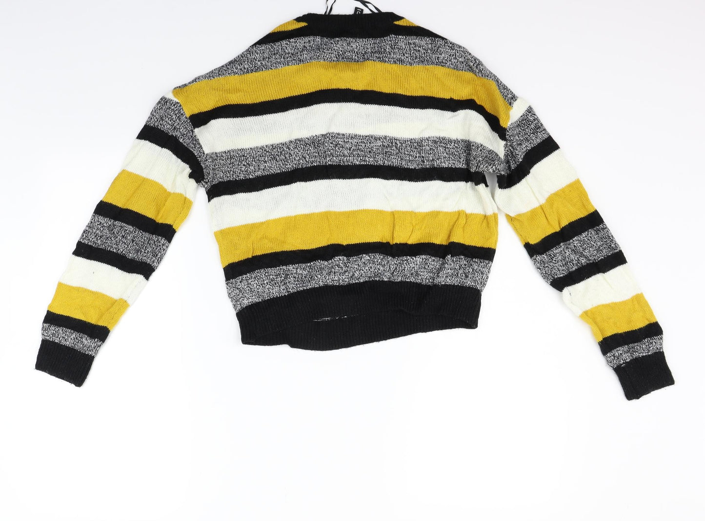 Divided Womens Yellow Striped  Henley Jumper Size M