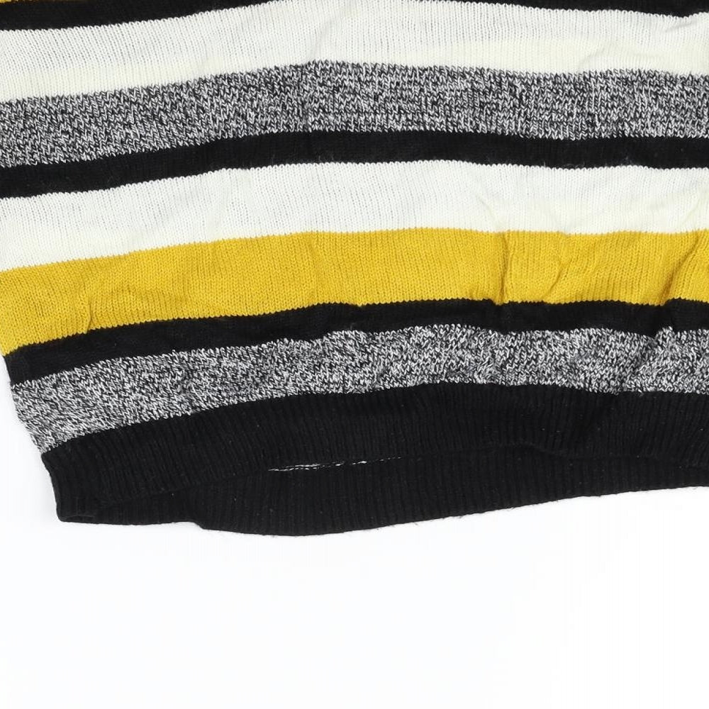 Divided Womens Yellow Striped  Henley Jumper Size M