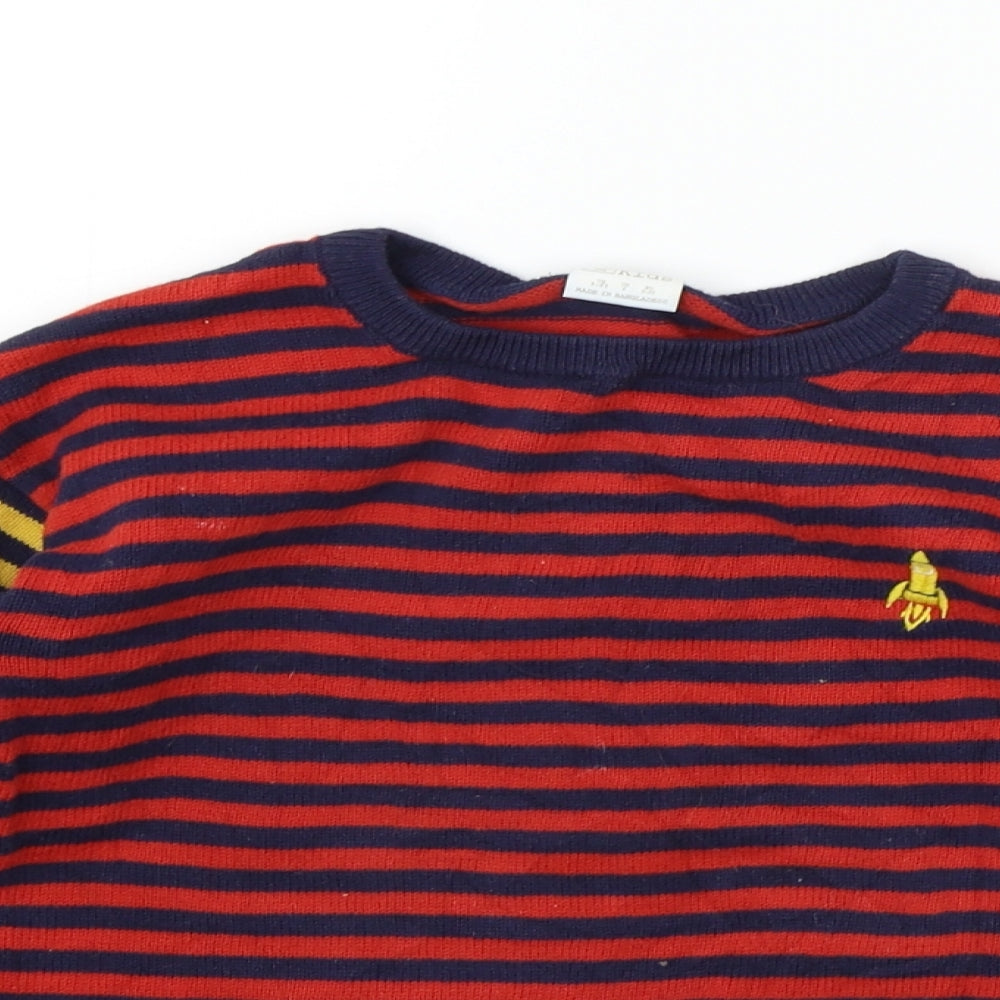 F&F Boys Purple Striped  Pullover Jumper Size 5-6 Years