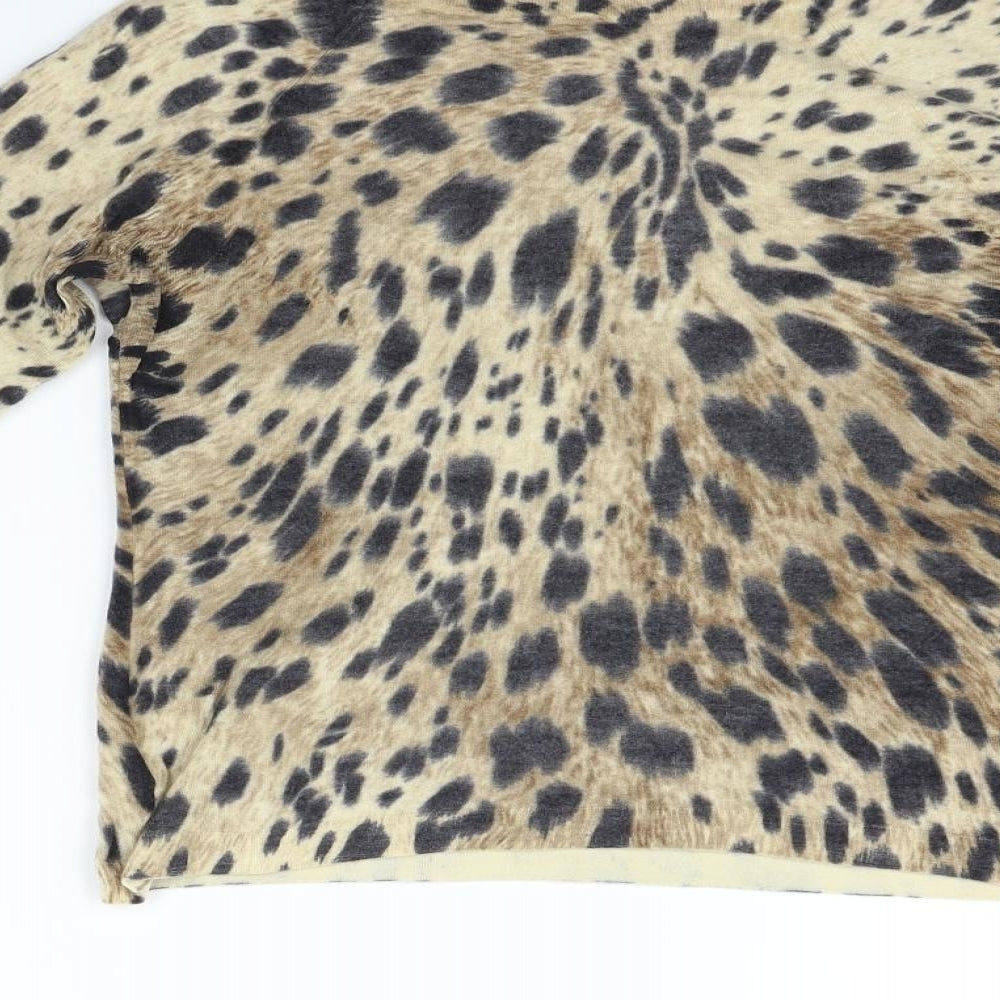 Anne Klein Womens Beige Animal Print  Pullover Jumper Size S