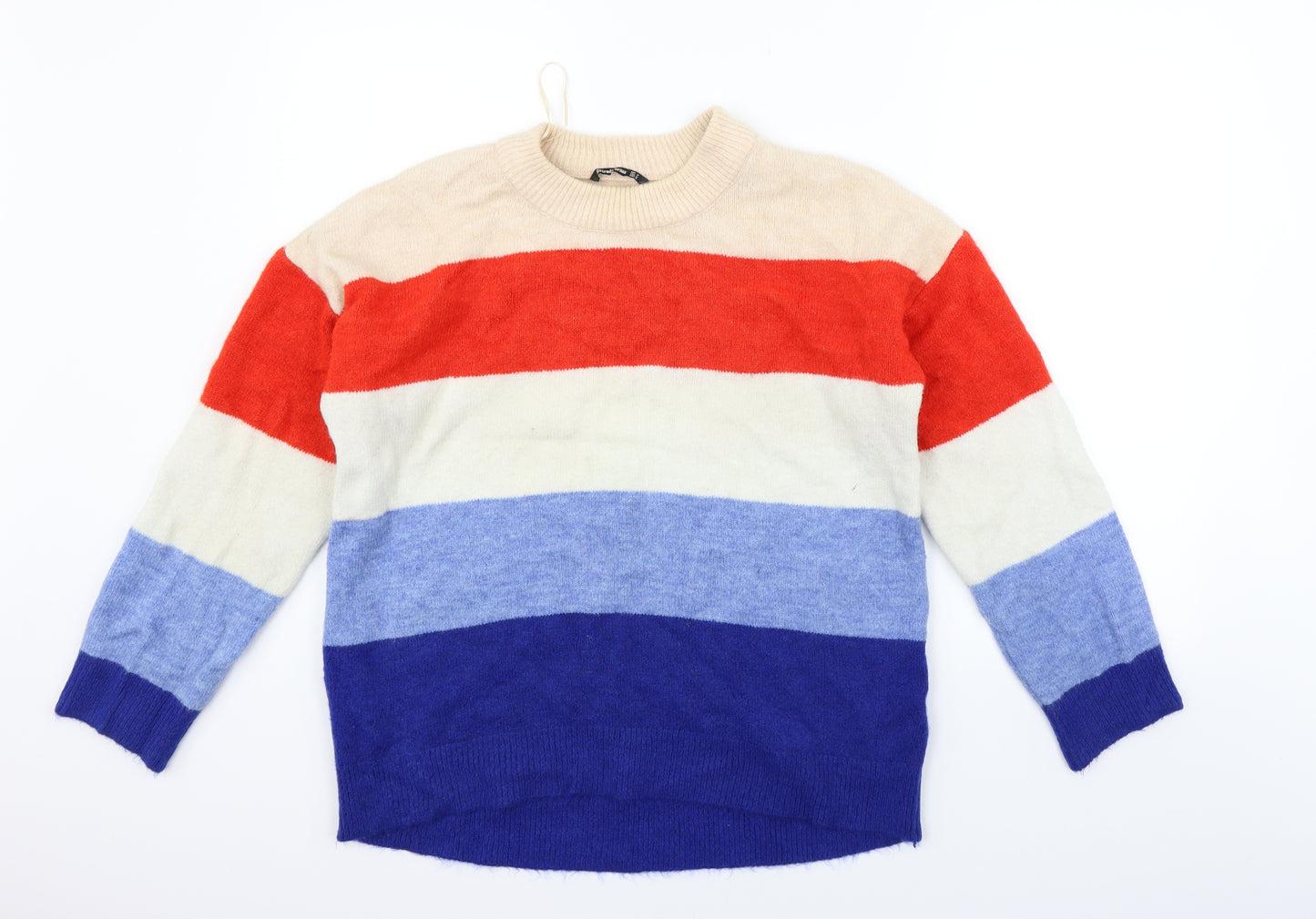 Stradivarius Mens Beige Striped  Pullover Jumper Size M