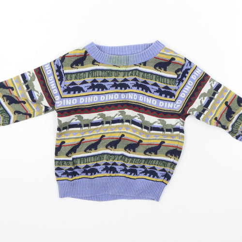 NEXT Boys Blue Geometric  Henley Jumper Size 9-12 Months