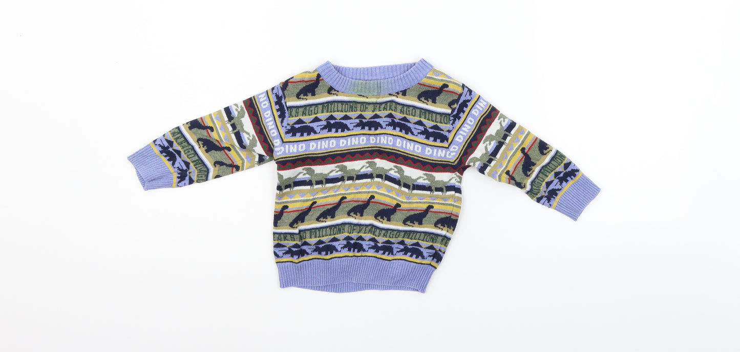 NEXT Boys Blue Geometric  Henley Jumper Size 9-12 Months