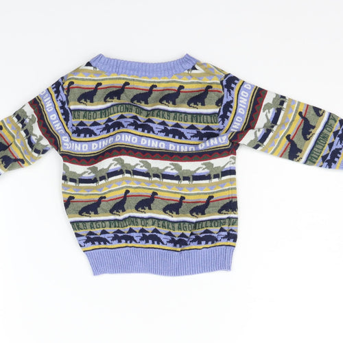 NEXT Boys Blue Geometric  Henley Jumper Size 9-12 Months