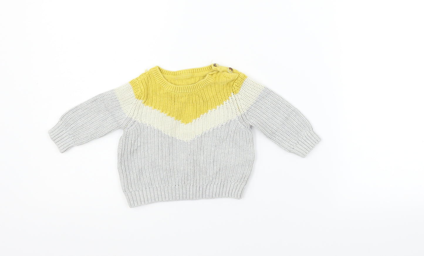 Marks and Spencer Boys Grey Striped  Pullover Jumper Size 0-3 Months
