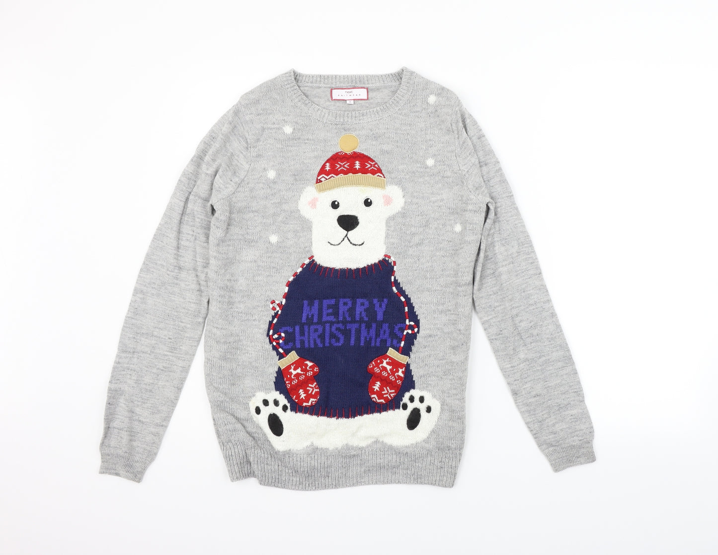 NEXT Womens Grey   Pullover Jumper Size 8  - POLAR BEAR