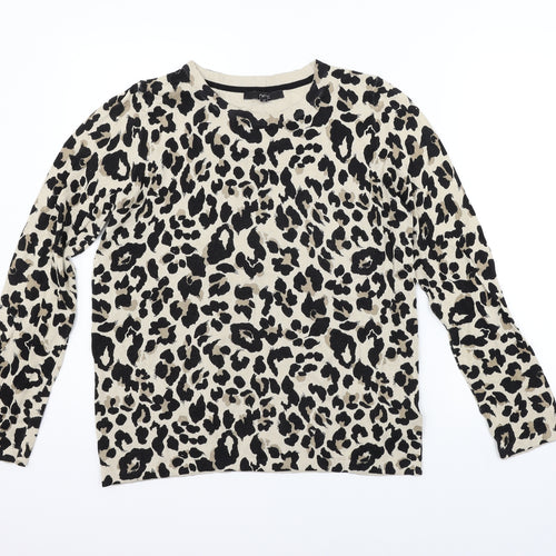 NEXT Womens Beige Animal Print  Pullover Jumper Size 14