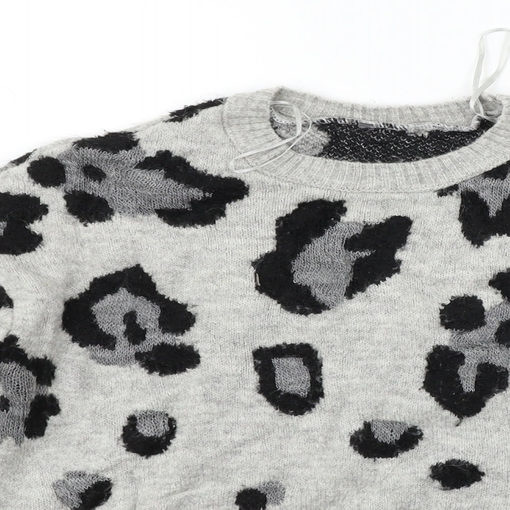Primark Womens Grey Animal Print  Pullover Jumper Size S
