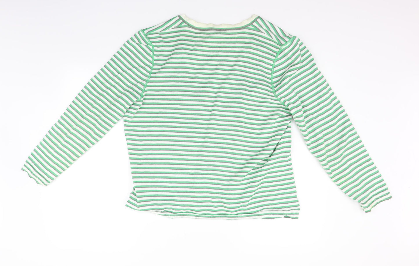 M Classic Womens Green Striped  Cardigan Jumper Size 18