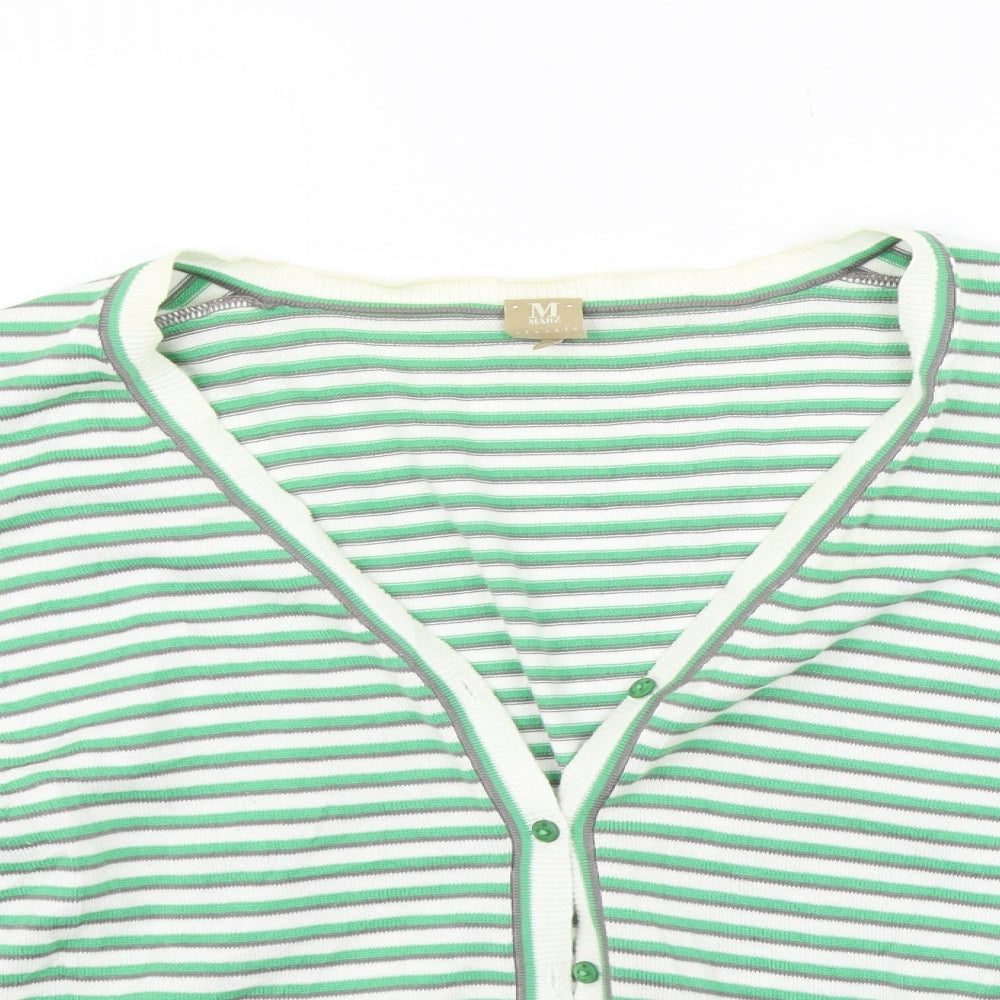M Classic Womens Green Striped  Cardigan Jumper Size 18