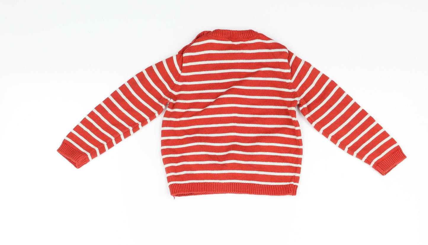 F&F Boys Red Striped  Pullover Jumper Size 12-18 Months