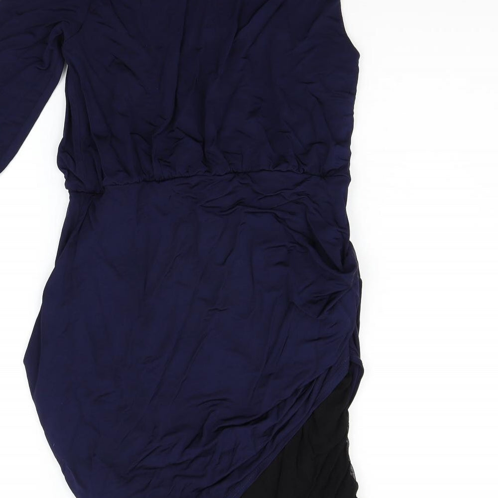 Topshop Womens Blue Houndstooth  Fit & Flare  Size 14