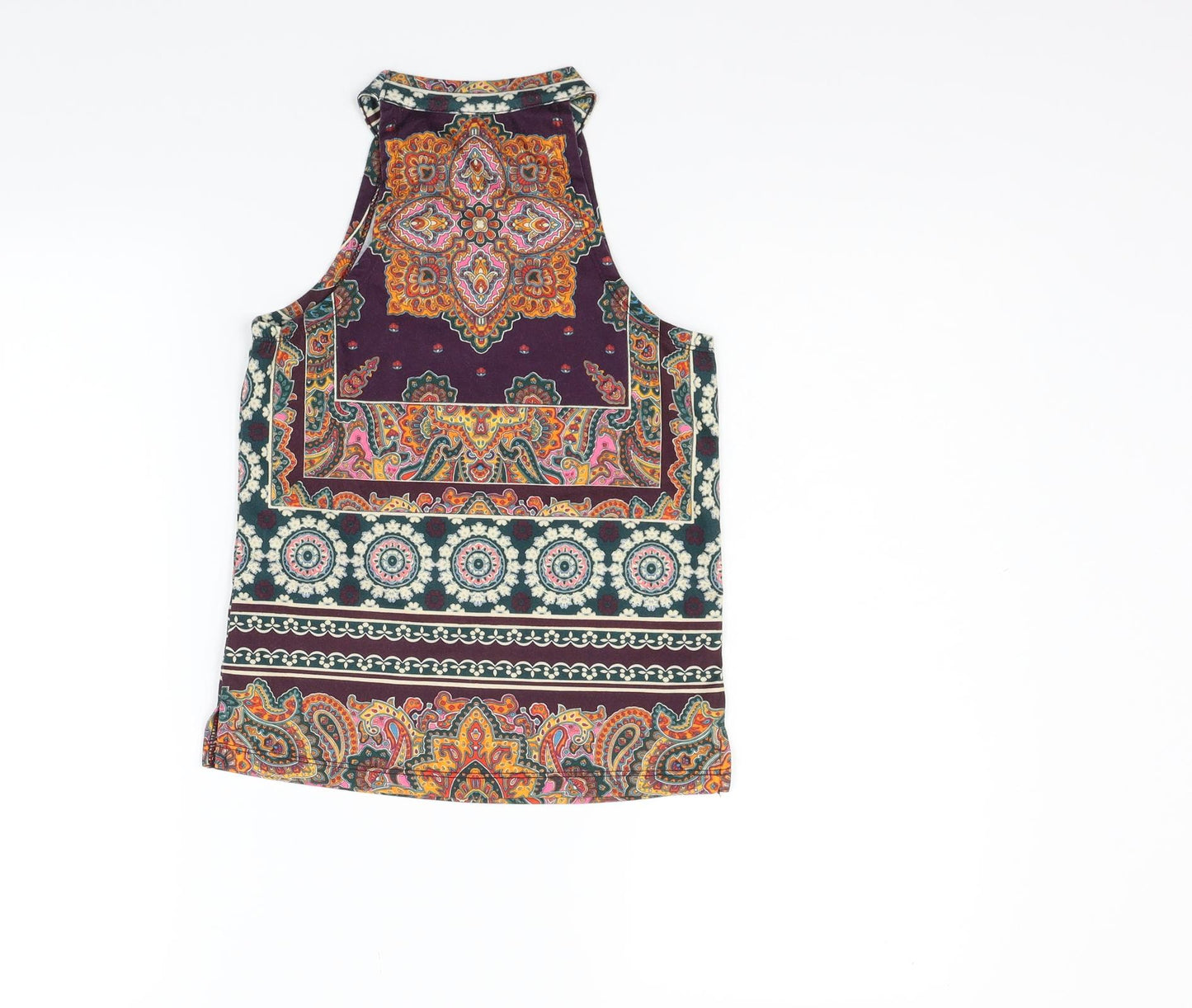 Topshop Womens Purple Geometric  Basic Blouse Size 4