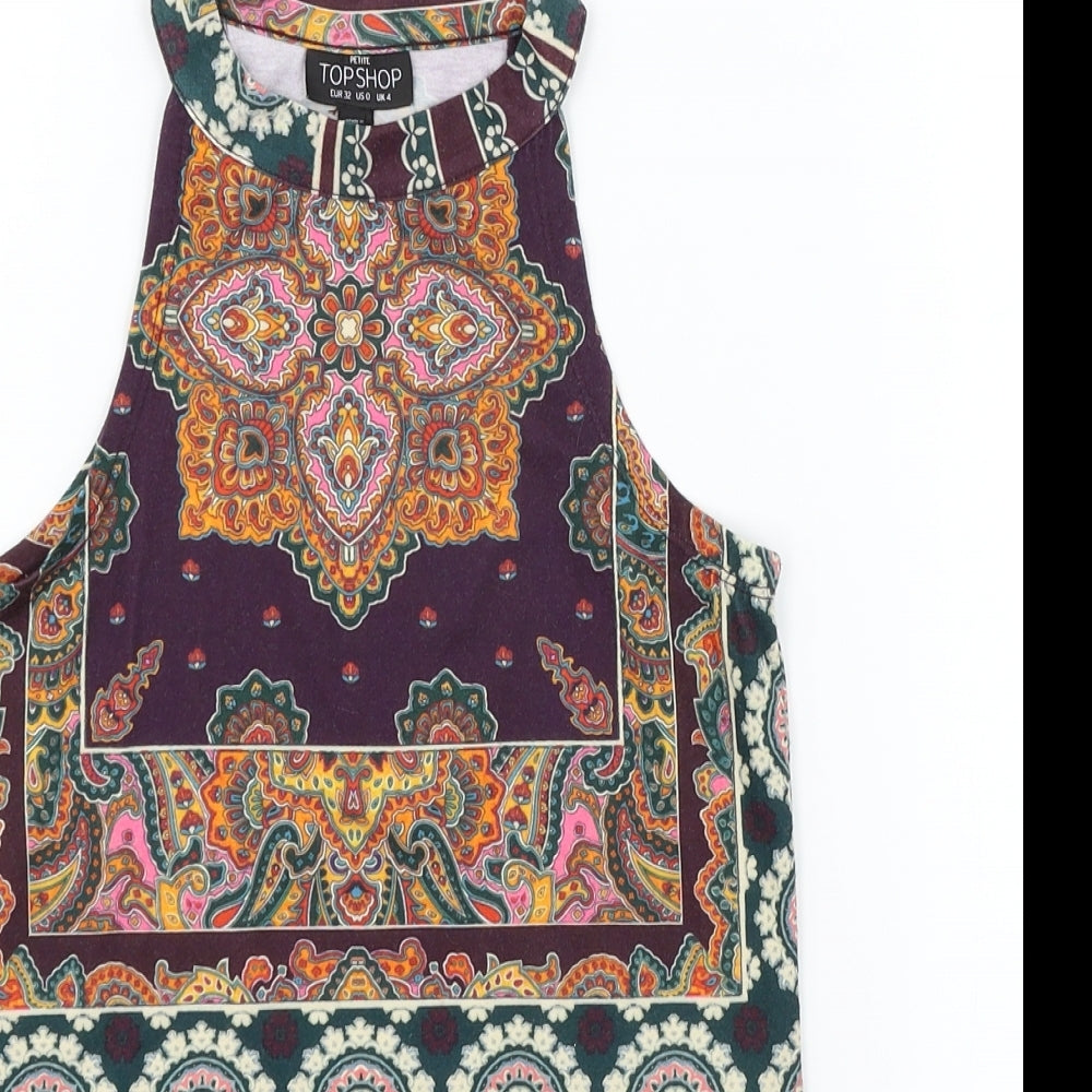 Topshop Womens Purple Geometric  Basic Blouse Size 4