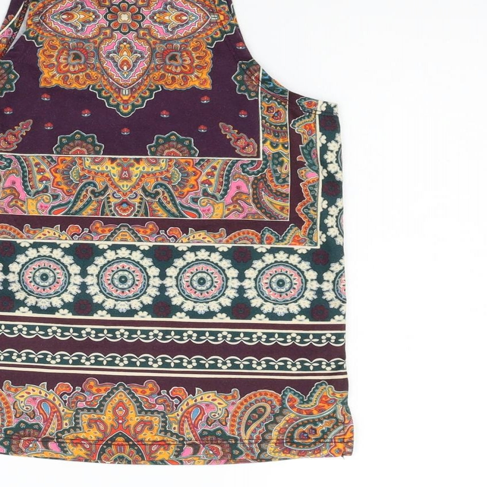 Topshop Womens Purple Geometric  Basic Blouse Size 4