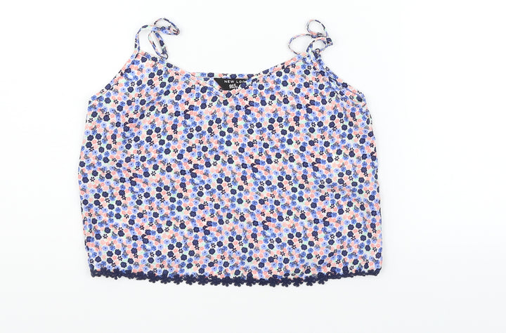 New Look Girls Blue Floral Tank Size 10 Years