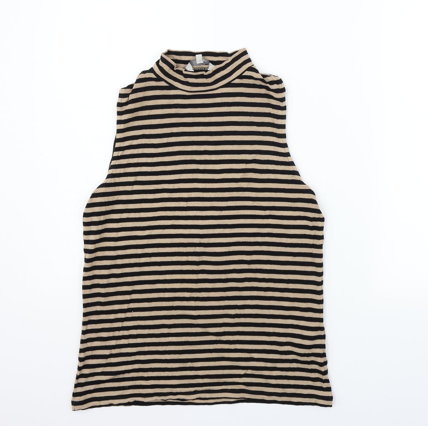 Peacocks Womens Beige Striped  Basic T-Shirt Size 12