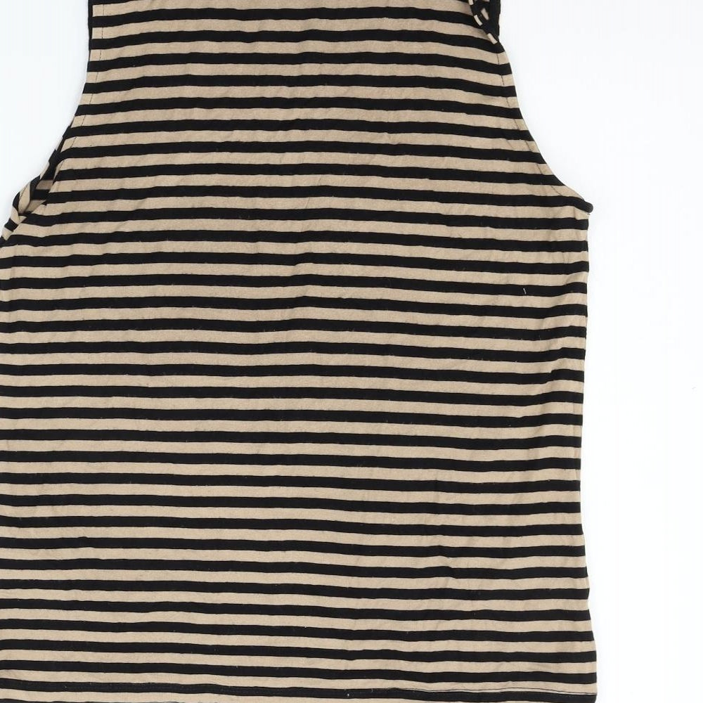 Peacocks Womens Beige Striped  Basic T-Shirt Size 12