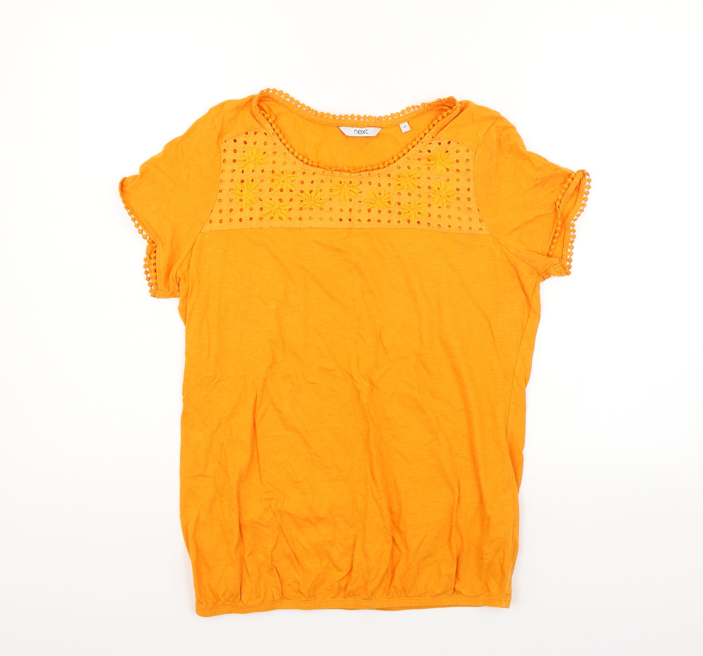 NEXT Womens Orange Houndstooth  Basic T-Shirt Size 14