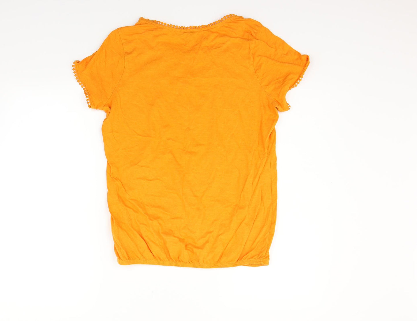 NEXT Womens Orange Houndstooth  Basic T-Shirt Size 14