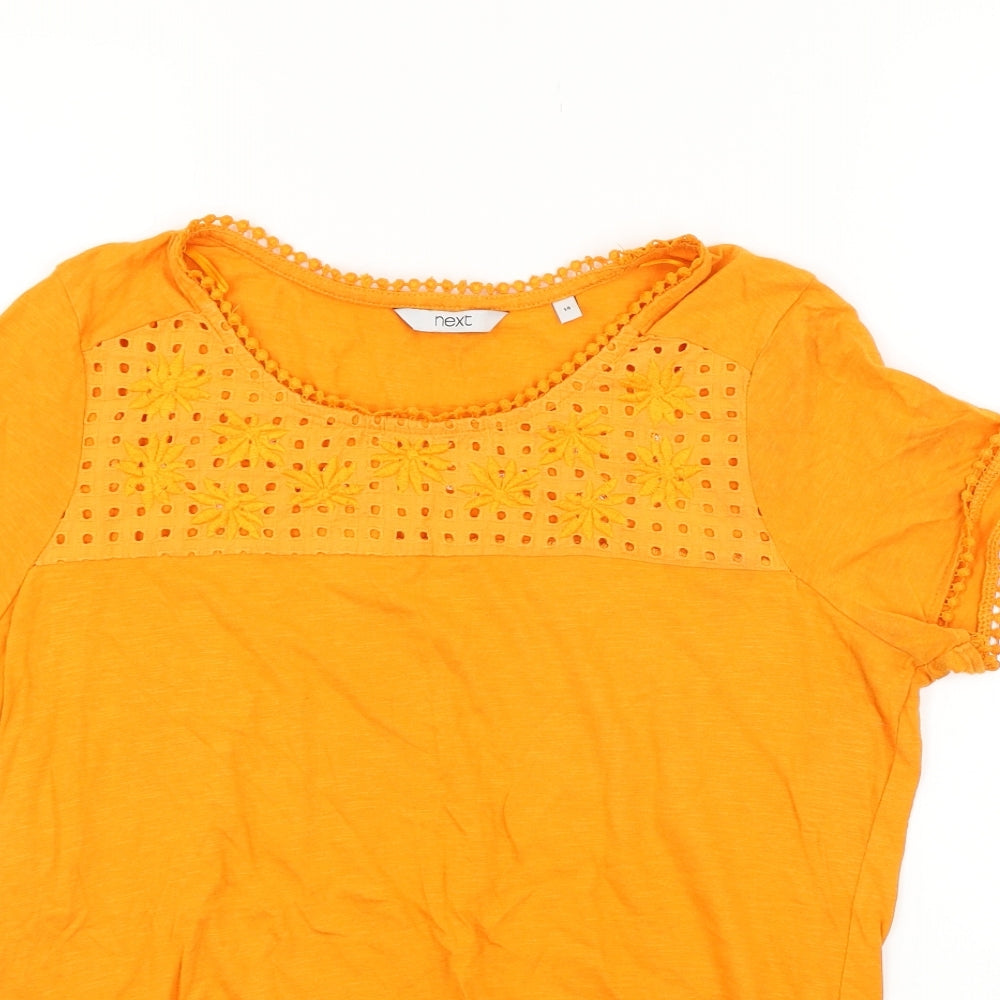 NEXT Womens Orange Houndstooth  Basic T-Shirt Size 14