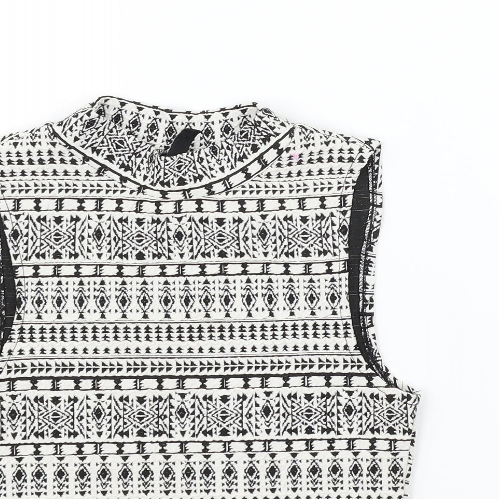 Divided Womens White Geometric  Basic Blouse Size S