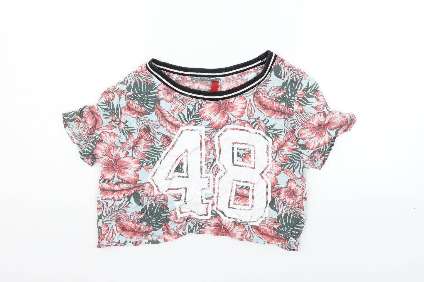 Divided Womens Black Floral  Basic Blouse Size 8