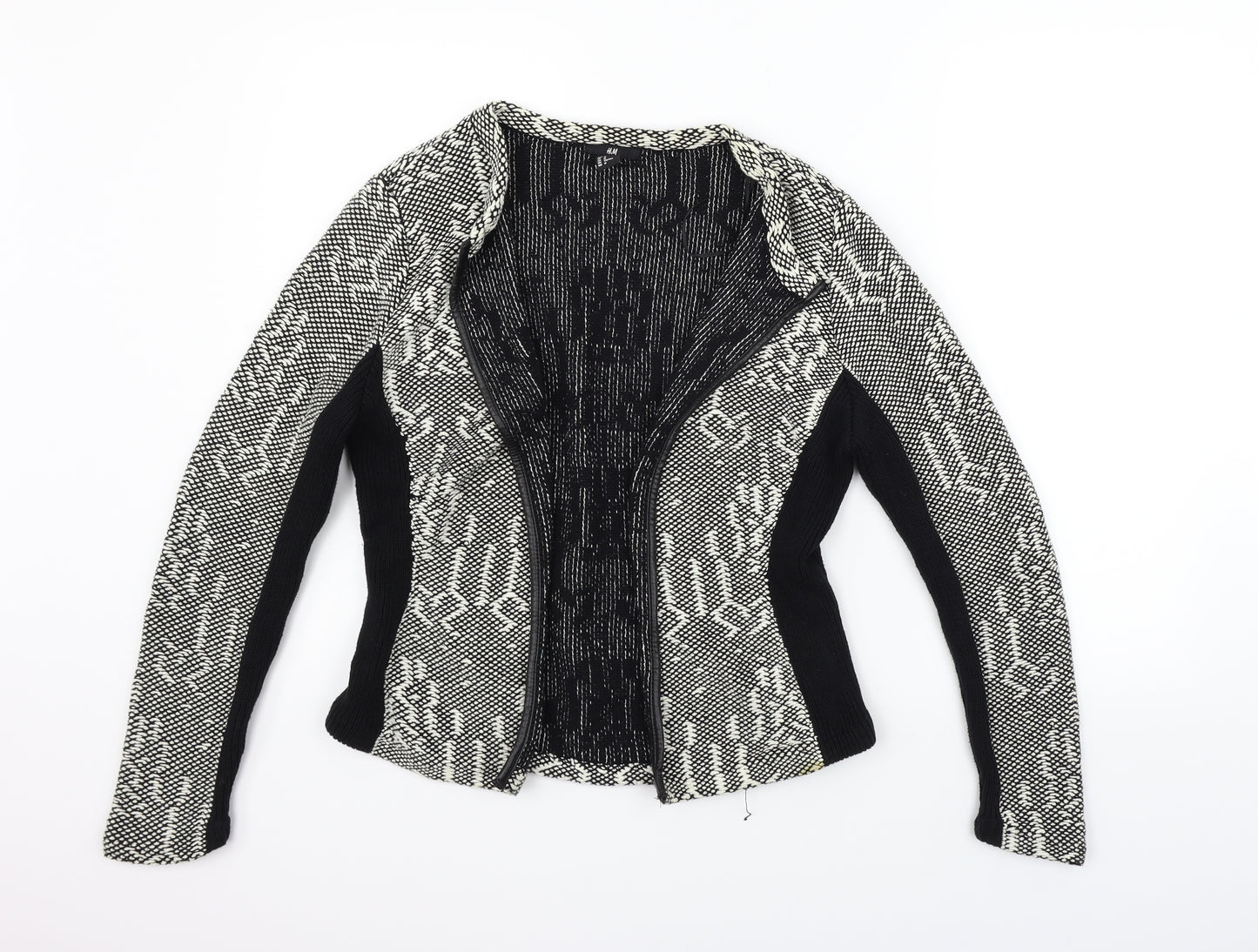 H&M Womens Grey Geometric  Cardigan Jumper Size M