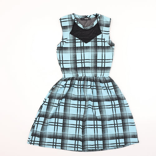 Quiz Womens Blue Check  Fit & Flare  Size 8