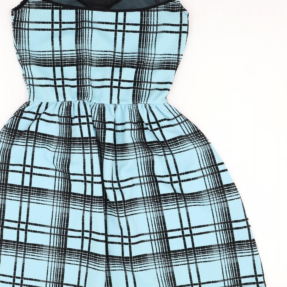 Quiz Womens Blue Check  Fit & Flare  Size 8
