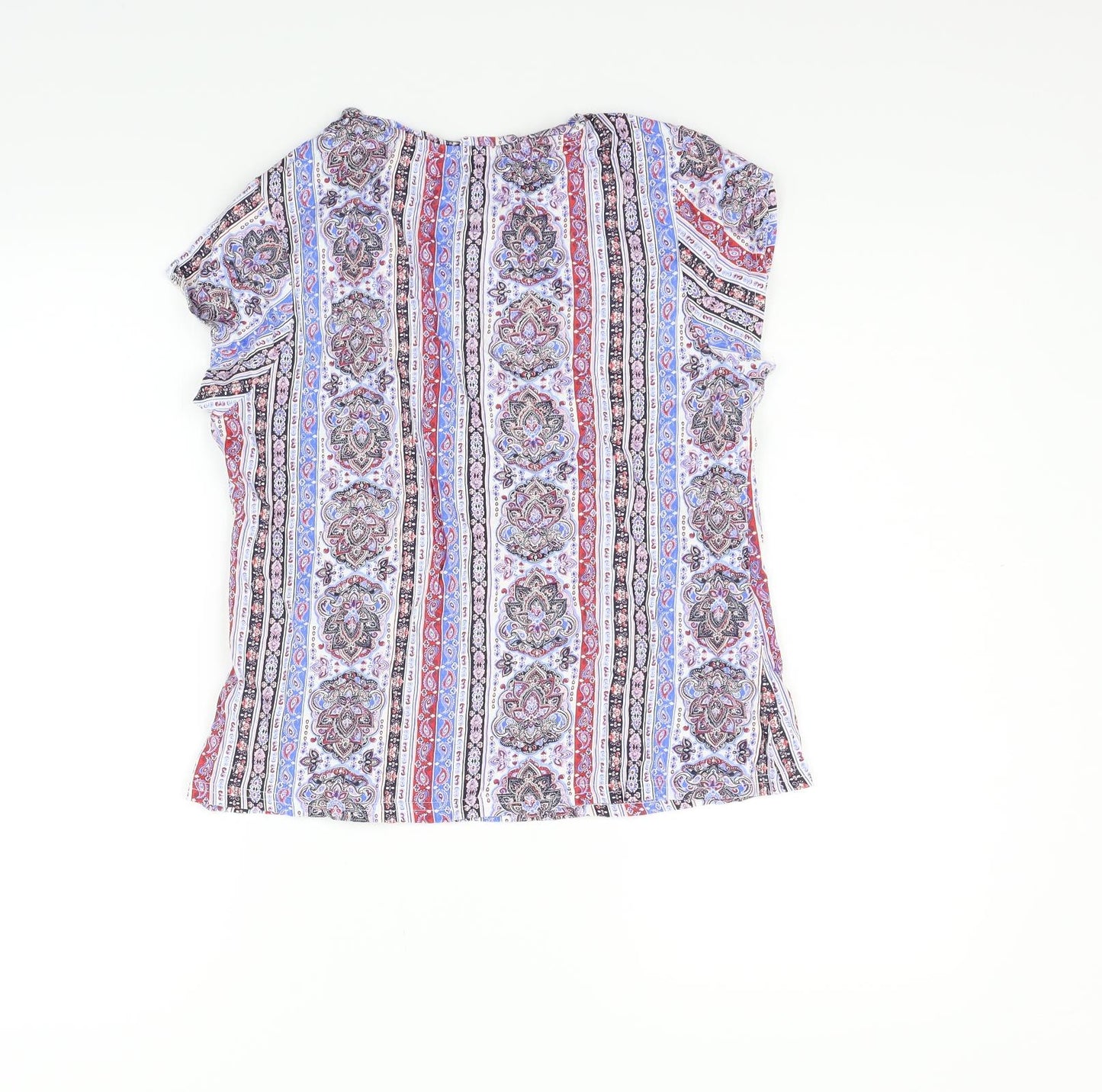 PEP&CO Womens Blue Geometric  Basic Blouse Size 10