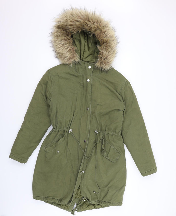New Look Womens Green Jacket Size 8 - faux fur washable marks