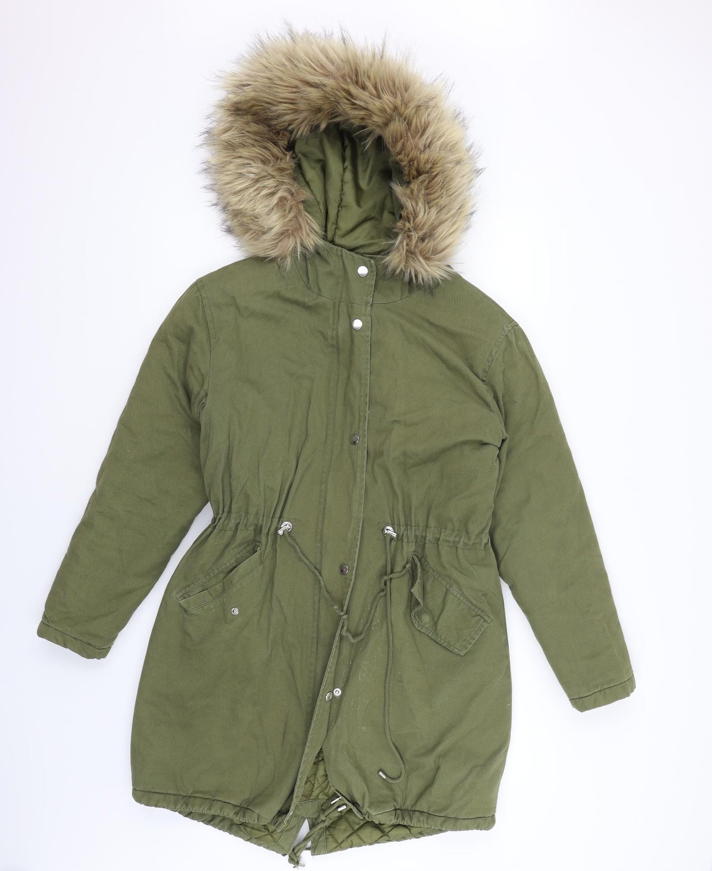 New Look Womens Green   Jacket  Size 8  - faux fur washable marks