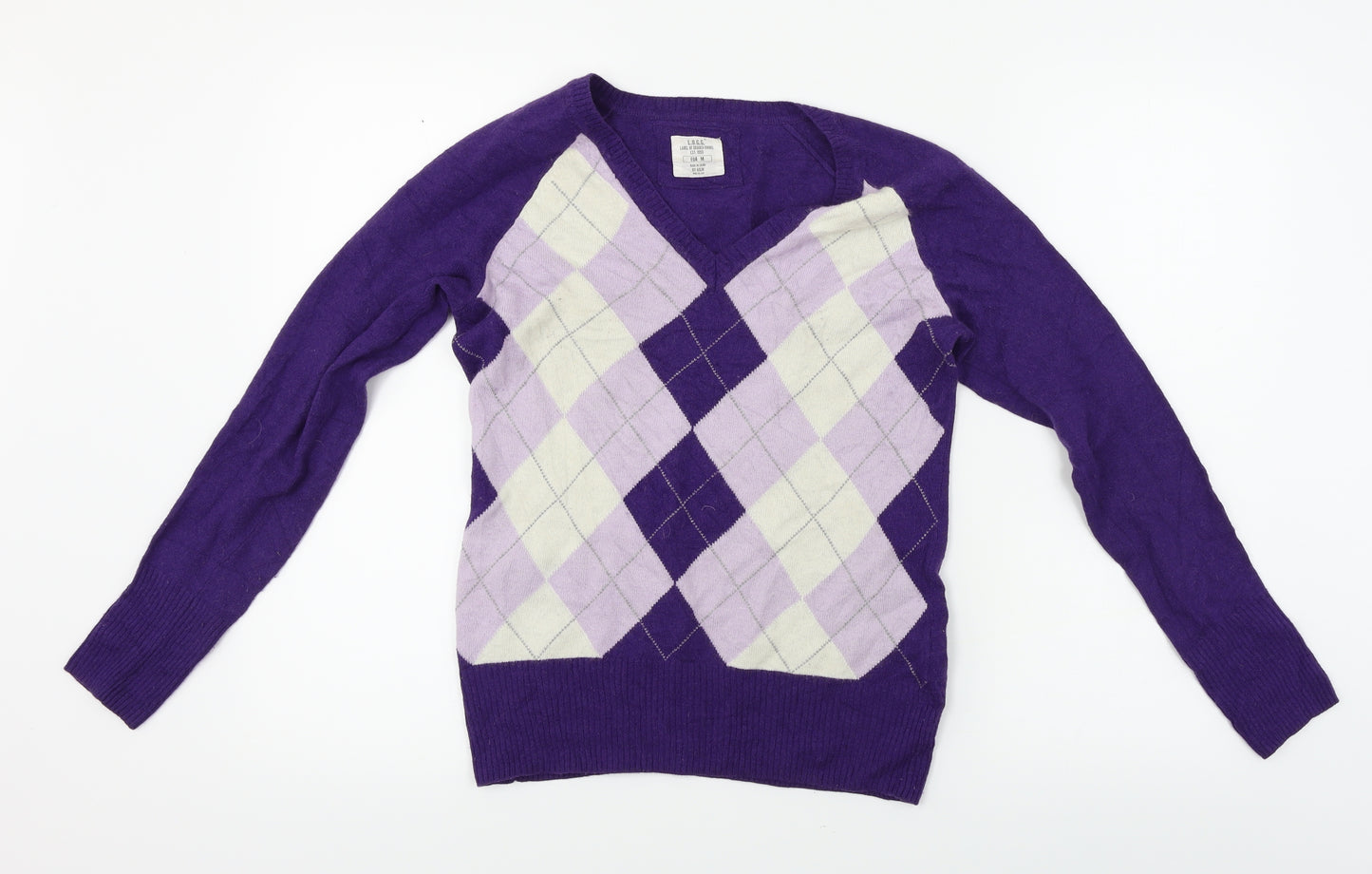 L.O.G.G     Womens Purple Houndstooth  Pullover Jumper Size M