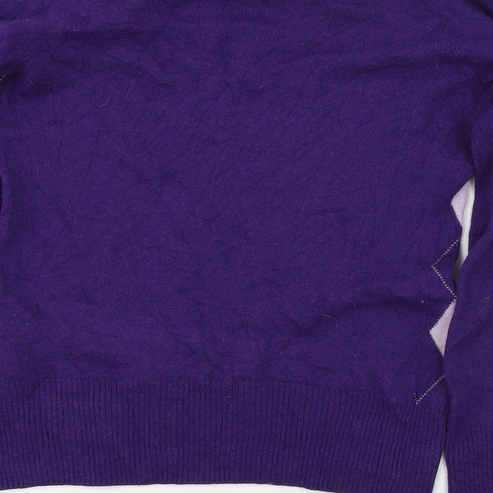 L.O.G.G     Womens Purple Houndstooth  Pullover Jumper Size M