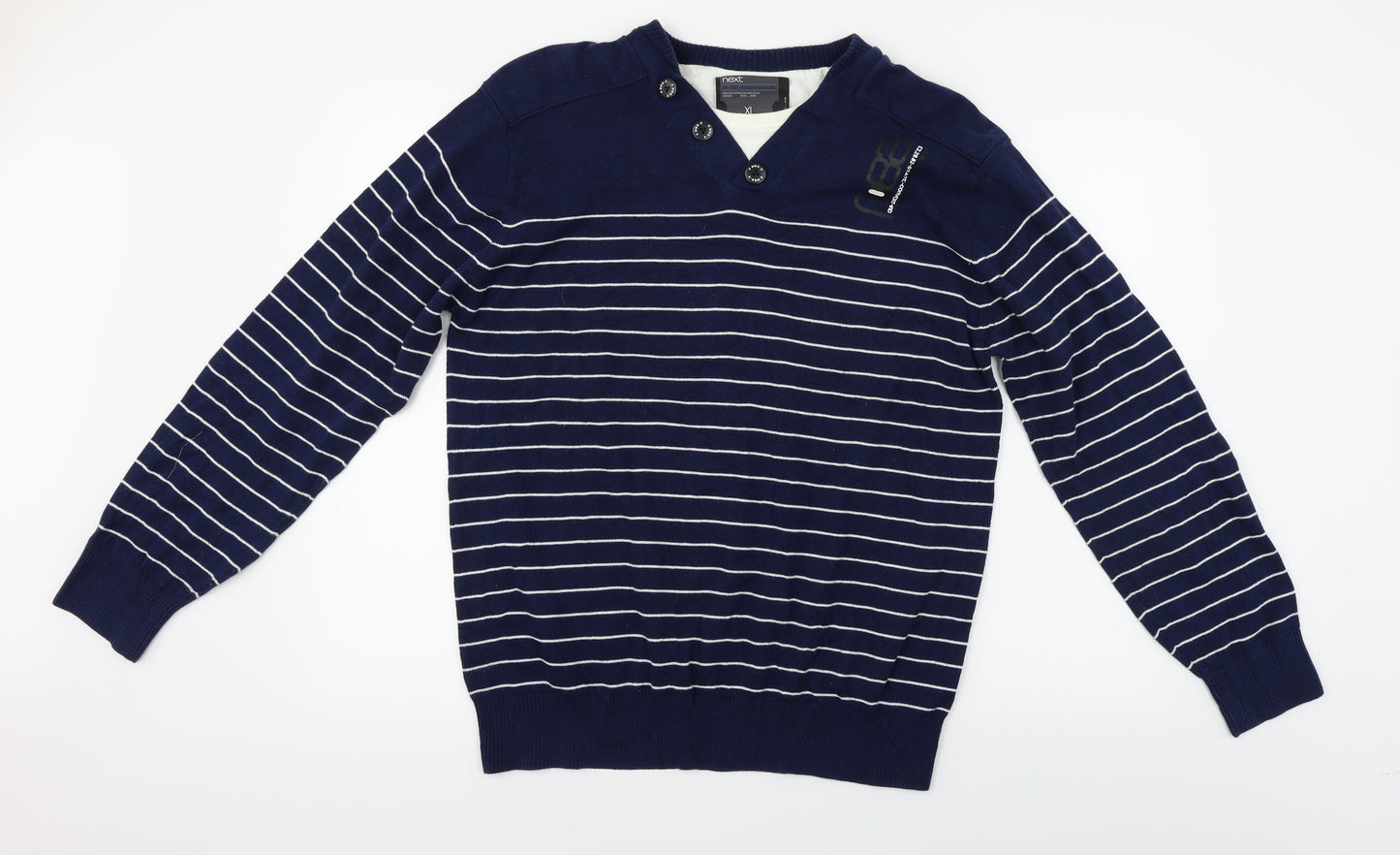 NEXT  Mens Blue Striped  Pullover Jumper Size XL
