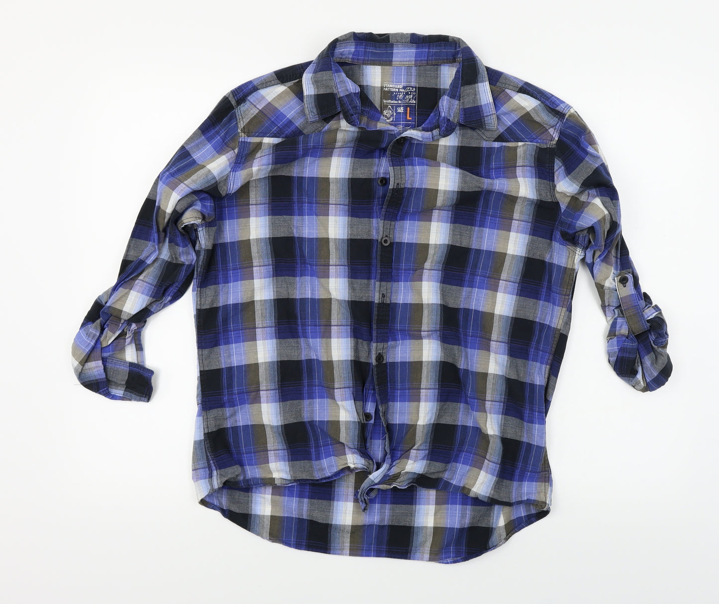 New Look  Womens Blue Check  Basic Button-Up Size L
