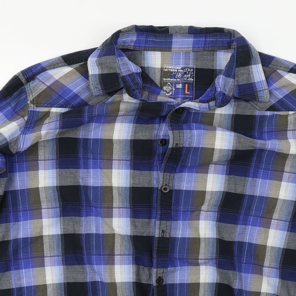 New Look  Womens Blue Check  Basic Button-Up Size L