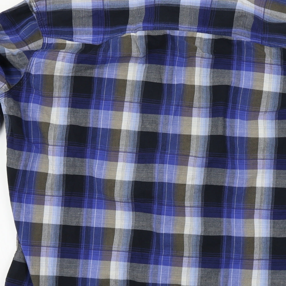 New Look  Womens Blue Check  Basic Button-Up Size L