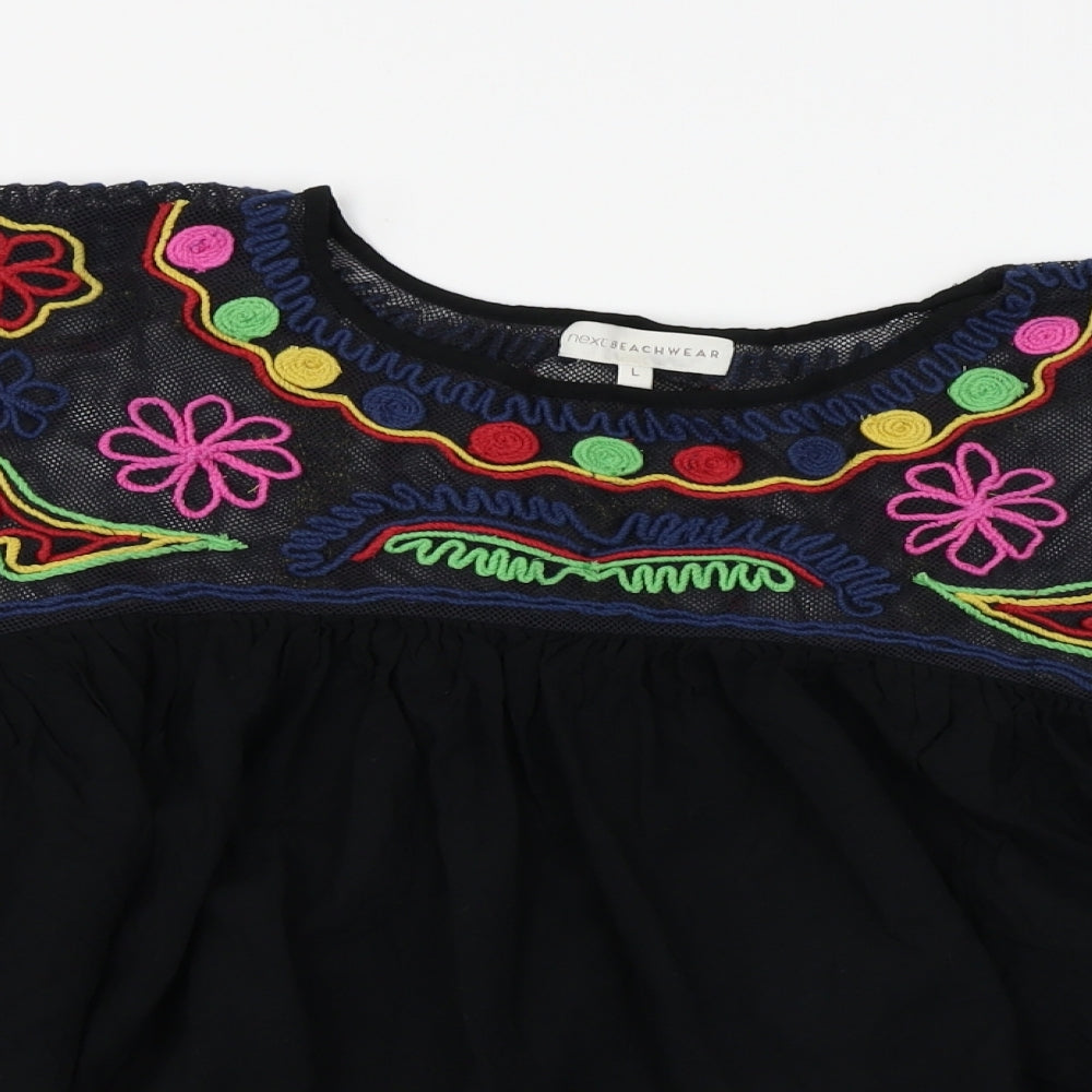 NEXT Womens Black Floral  Basic Blouse Size L